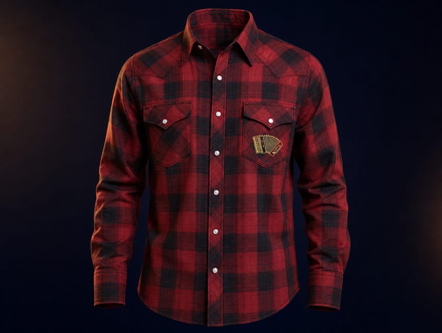 Camisa vaquera a cuadros rojo y negro